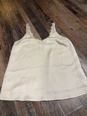 Express Lace Trim Ivory Tank Top